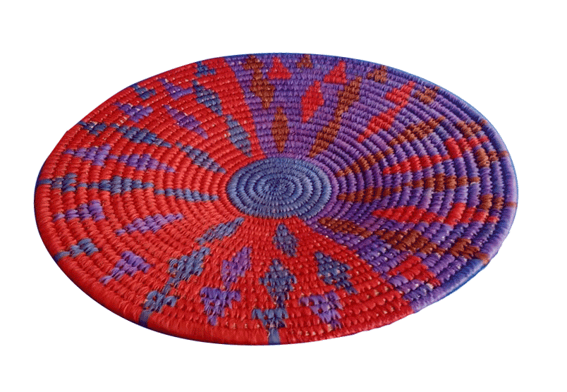 Buy Plate woven in shades of red and violet sabari grass work by Dipali Mura