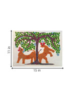 Playful Tigers under a Tree of Life in Bhil Painting for sale