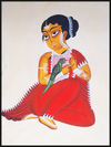 Portrait of Elegance: Uttam Chitrakar’s Kalighat Wonder