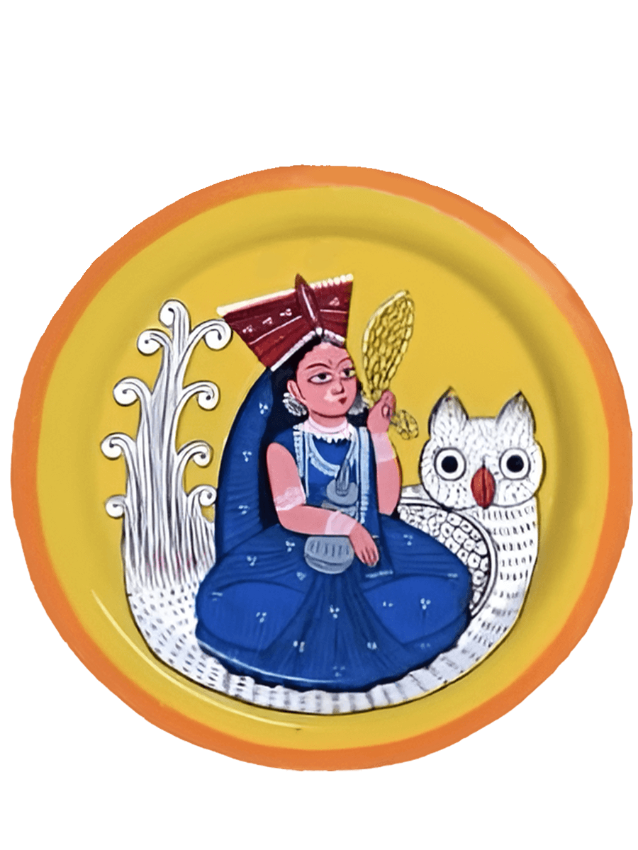  Goddess Lakshmi  Kalighat Plate art of wealth by Hasir Chitrakar