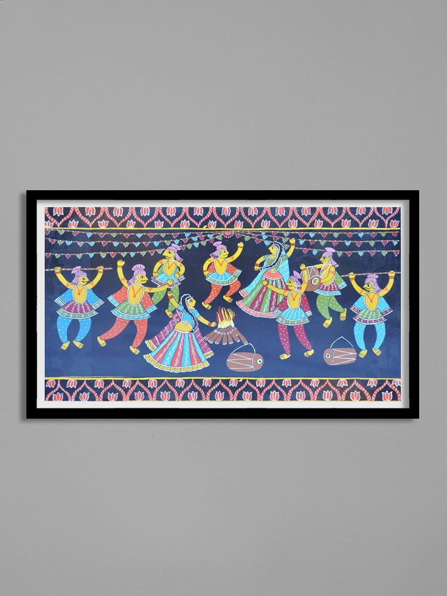 Portrayal of Lohri in Tikuli paintings by Ashok Kumar for Sale