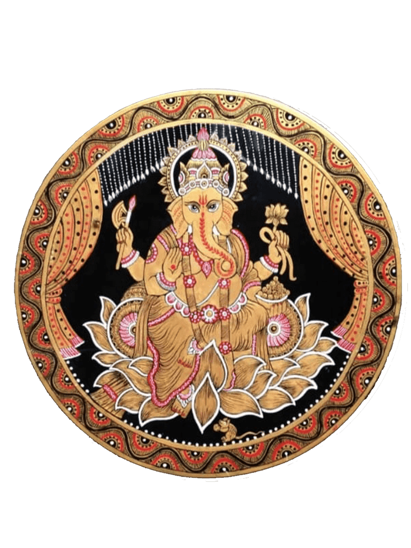 Buy Lord Ganesha Tikuli round Wall Plates