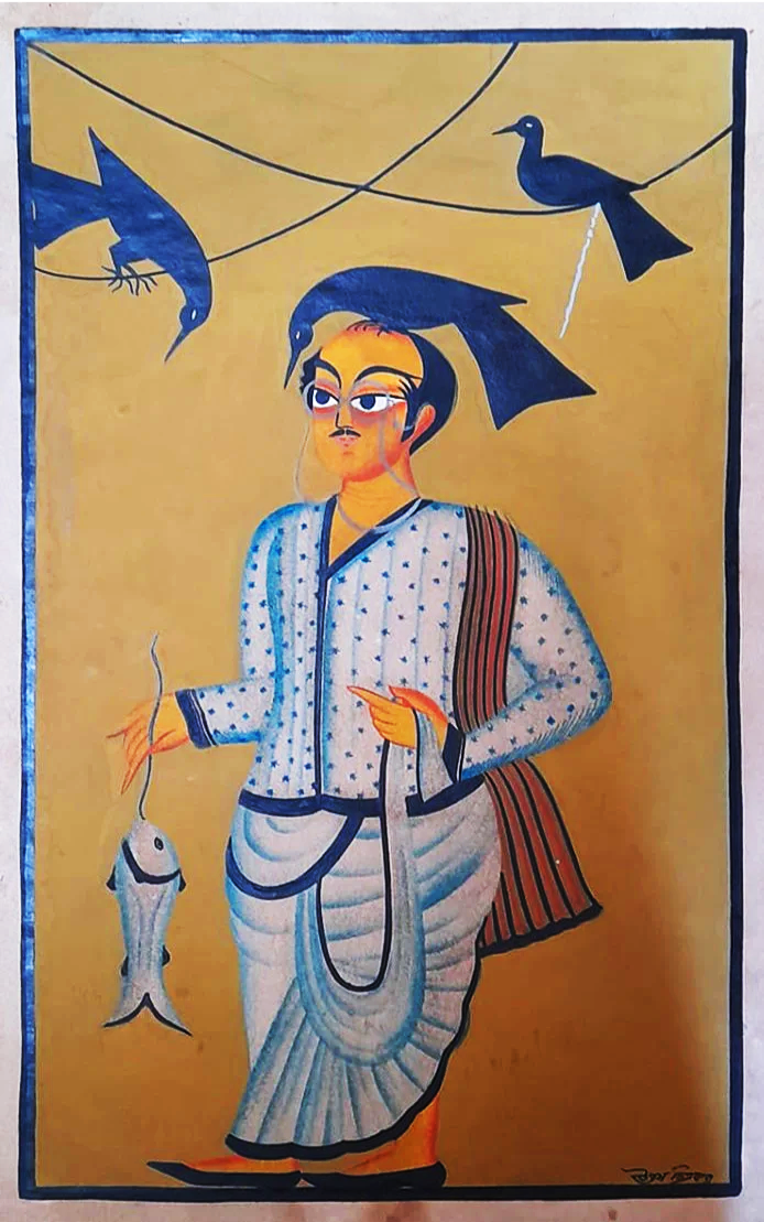 Predatory Birds: Charming Kalighat portrayal by Uttam Chitrakar