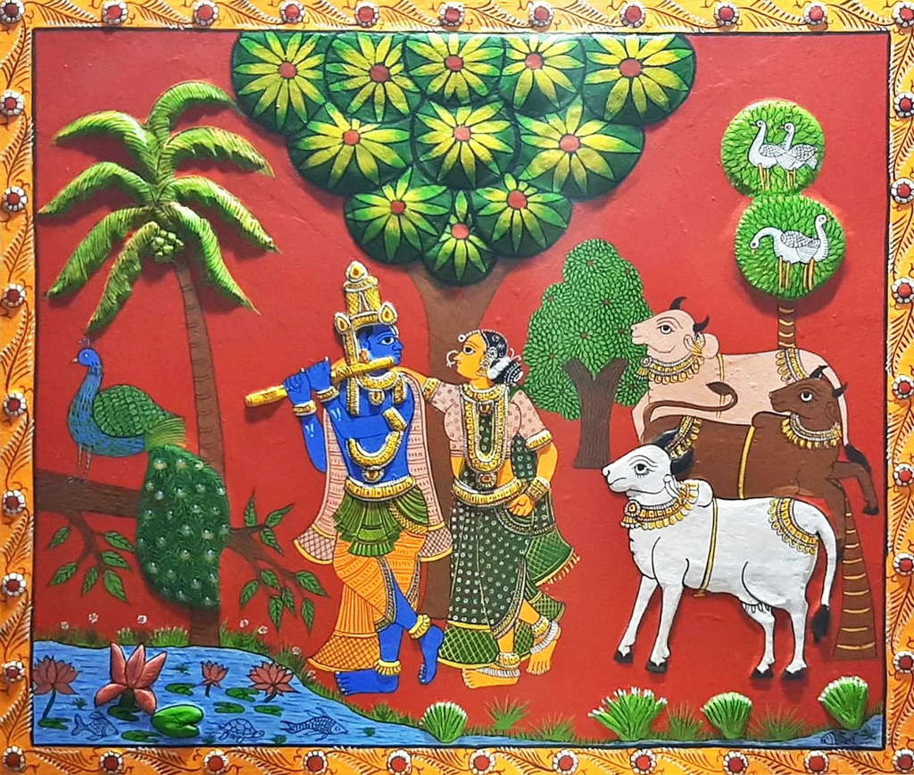 BUY Radha Krishna : CHERIYAL SCROLL PAINTING