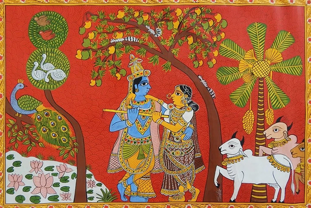 BUY Radha Krishna: CHERIYAL SCROLL PAINTING