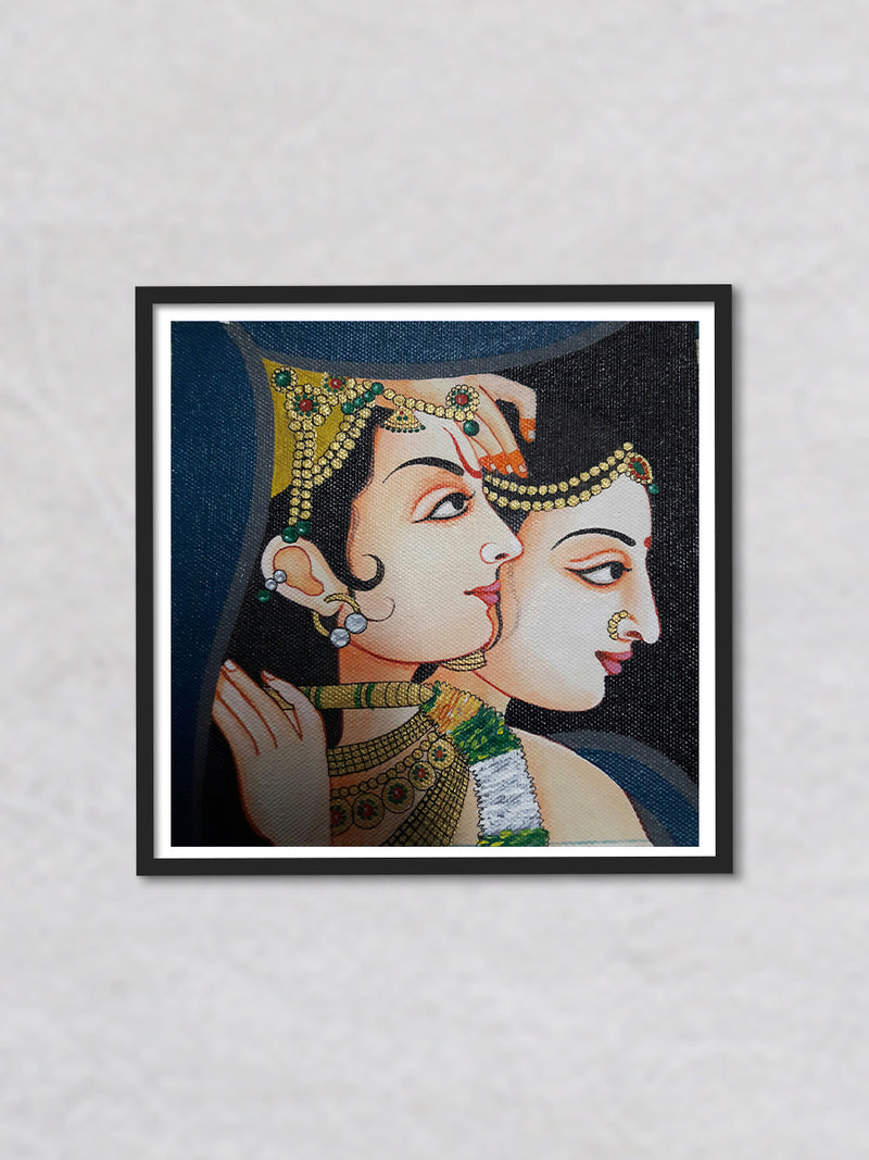 Radha-Krishna, Tanjore Painting by Sanjay Tandekar