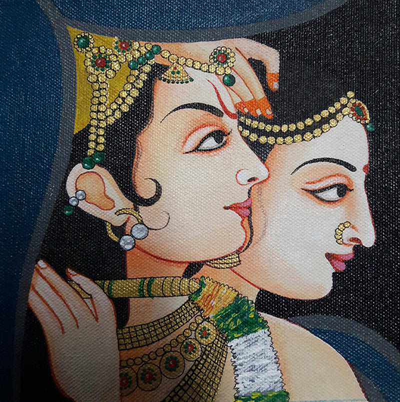 Radha-Krishna, Tanjore Painting by Sanjay Tandekar