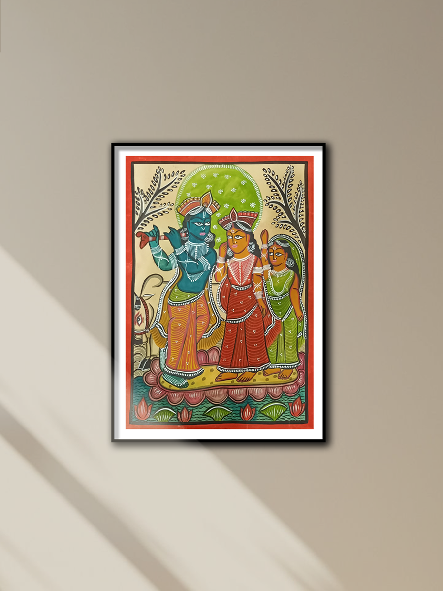 Shop Radha Krishna handpainted in Kalighat style by Manoranjan Chitrakar