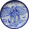 Radha Krishna illustration In Blue Pottery Plates by Shilp Guru Gopal Saini