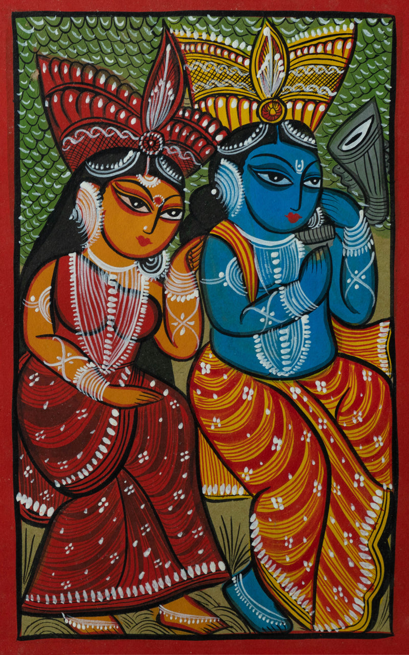 Radha-Krishna portrayal in Bengal Pattachitra by Manoranjan Chitrakar