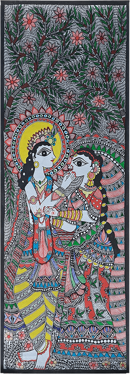 Order Online Radha-Krishna scene depicted by Vibhuti Nath in Madhubani