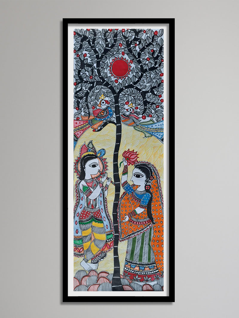 Buy Radha-Krishna scene in Madhubani by Vibhuti Nath