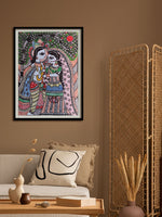 Buy Radha-Krishna scenery in Madhubani by Vibhuti Nath