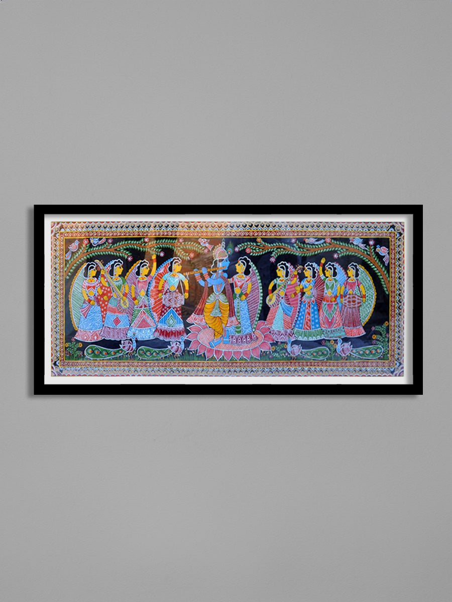 Radha-Krishna surrounded with Gopis in TIkuli art by Ashok Kumar for Sale