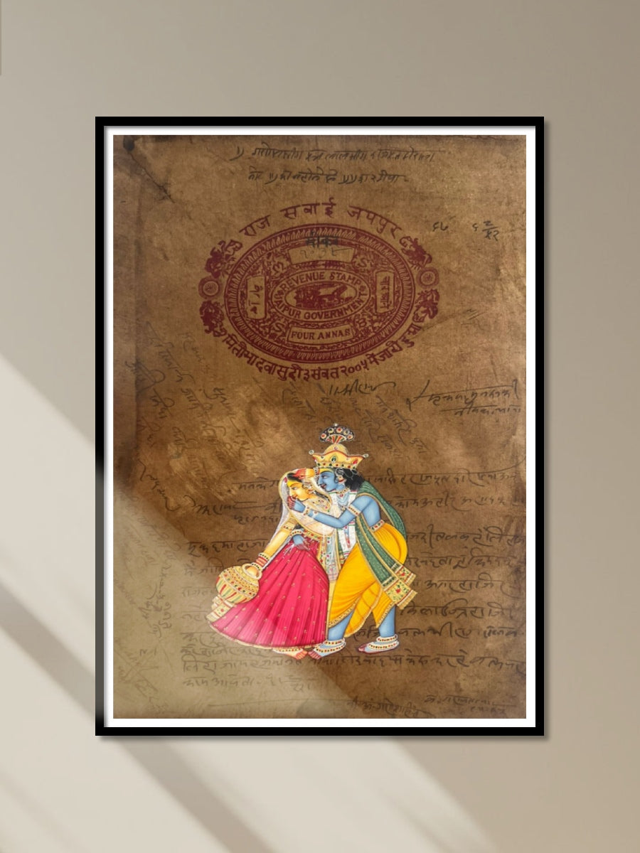 Shop Radha-Krishna’s mystical union In Mughal Miniature by Mohan Prajapati 