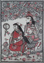 Buy Radha and Krishna’s Tender Love: Madhubani Artwork by Priti Karn