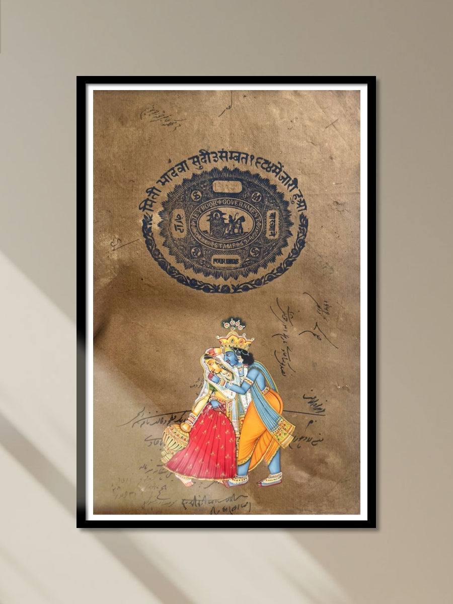 Shop Radha’s devotion and Krishna’s grace In  Mughal Miniature by Mohan Prajapati