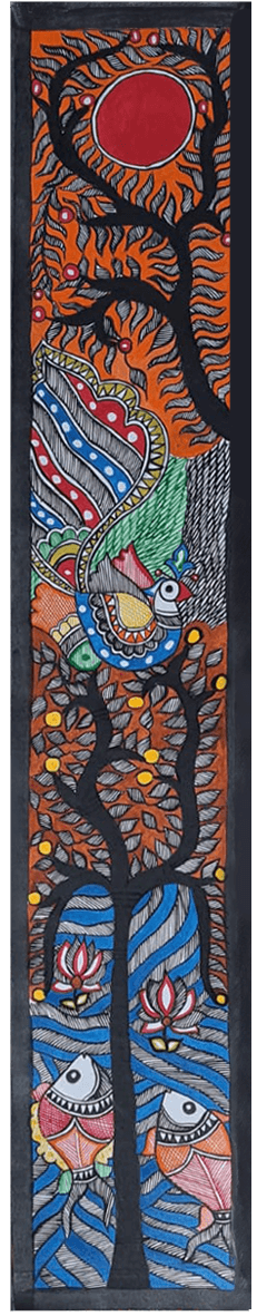 Buy Radiant composition of tree, pond, and sun: Madhubani by Vibhuti Nath