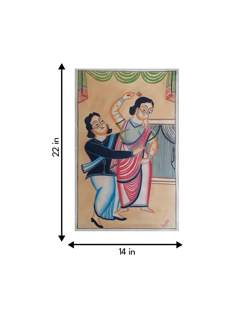 Reflections of love:Kalighat painting by Manoranjan Chitrakar