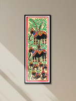 Regal Elephants Embracing the Tree of Life Madhubani Painting by Ambika Devi