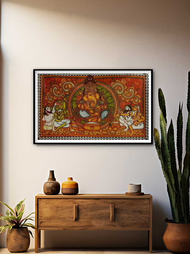 Representation of Lord Ganesha: Kerala Mural by Adarsh for Sale