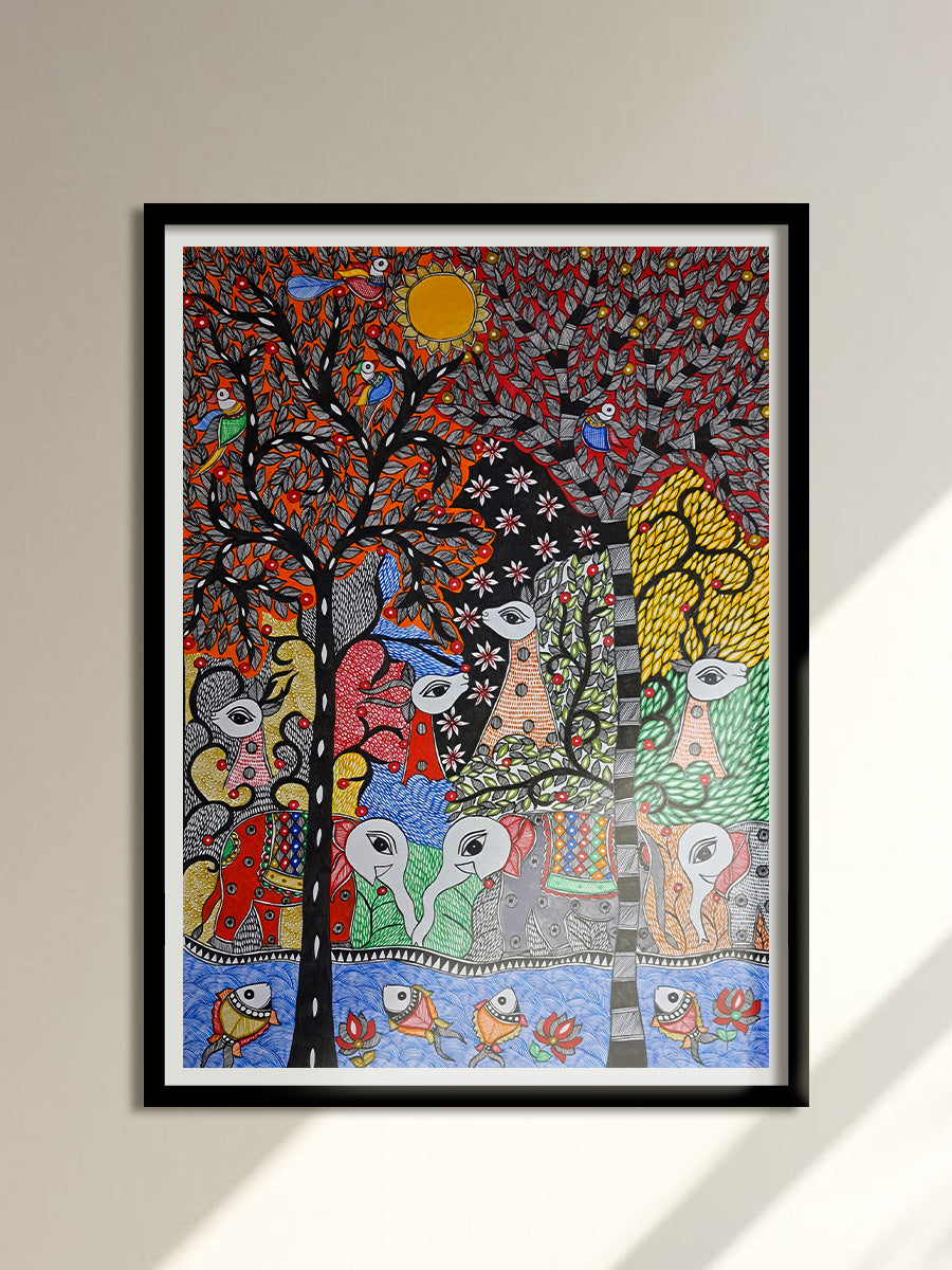 Representation of wildlife: Madhubani by Vibhuti Nath for Sale