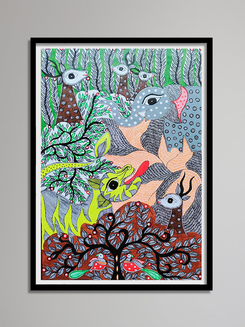 Buy wildlife Madhubani Wall Painting/ Bihar Art