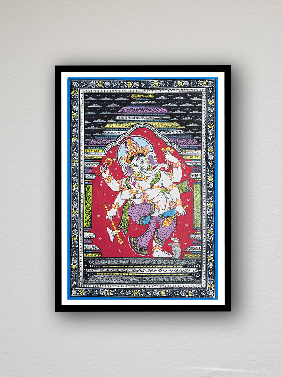 Rhythmic Revelry: The Charismatic Dancing Ganesha at Mandapa Pattachitra Painting in shop buy sale acquisition arrangement.