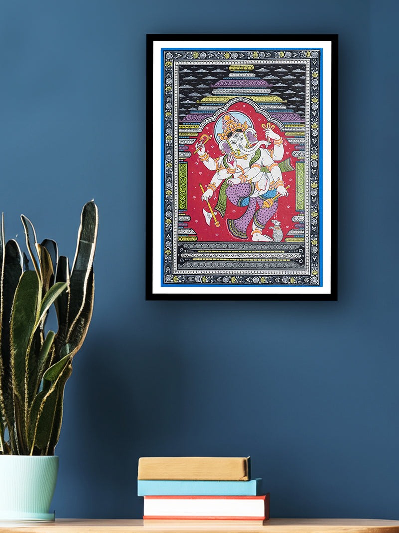 Rhythmic Revelry: The Charismatic Dancing Ganesha at Mandapa Pattachitra Painting is up for sale at the shop.