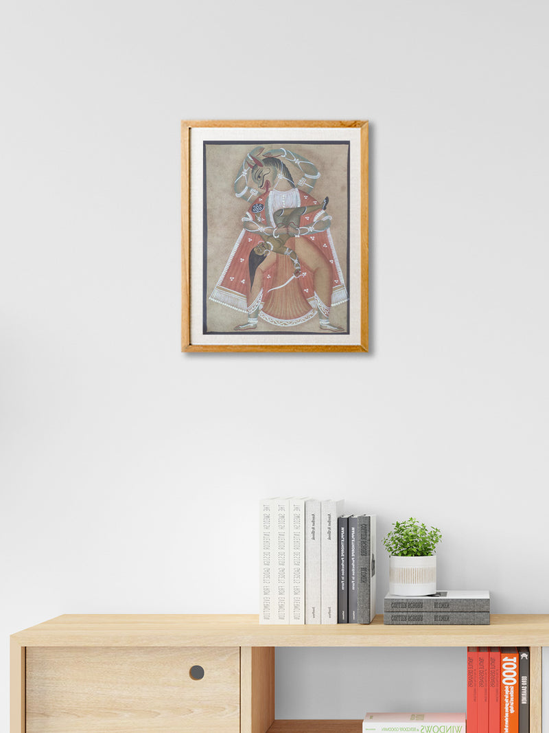 Embrace the might of Narsimha through the mesmerizing Roaring Divinity: Kalighat Patua Painting. Get yours now and feel the power!