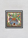 Royal Encounter Majestic Elephant and Enchanting Tree in Madhubani Painting by Ambika Devi