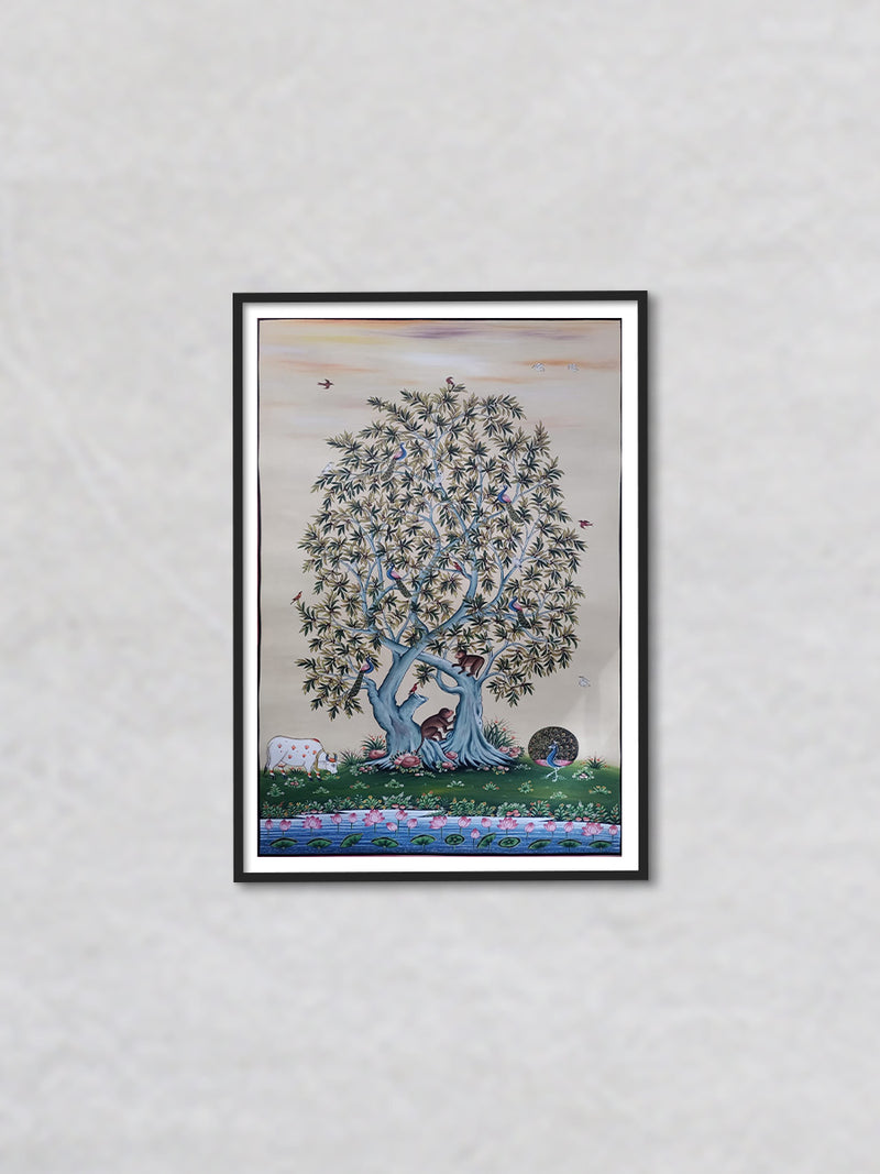 Shop Sacred Symphony: The Tree of Life and Divine Serenity Pichwai painting by Dinesh Soni