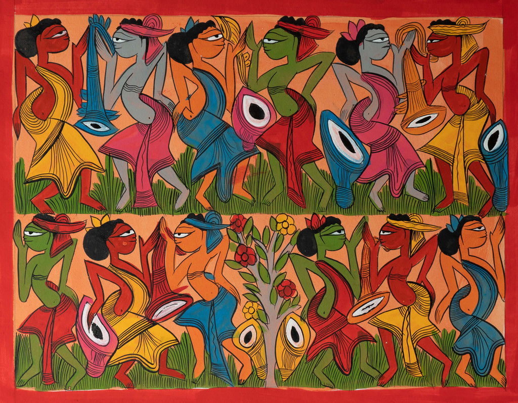 Santhal tribal dance in Santhal-Tribal Pattachitra