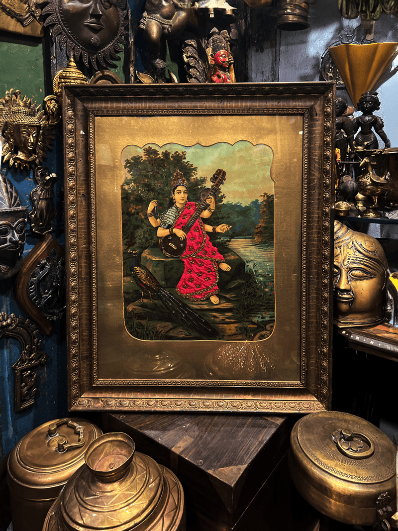 Shop Saraswati, Oleograph by Raja Ravi Varma