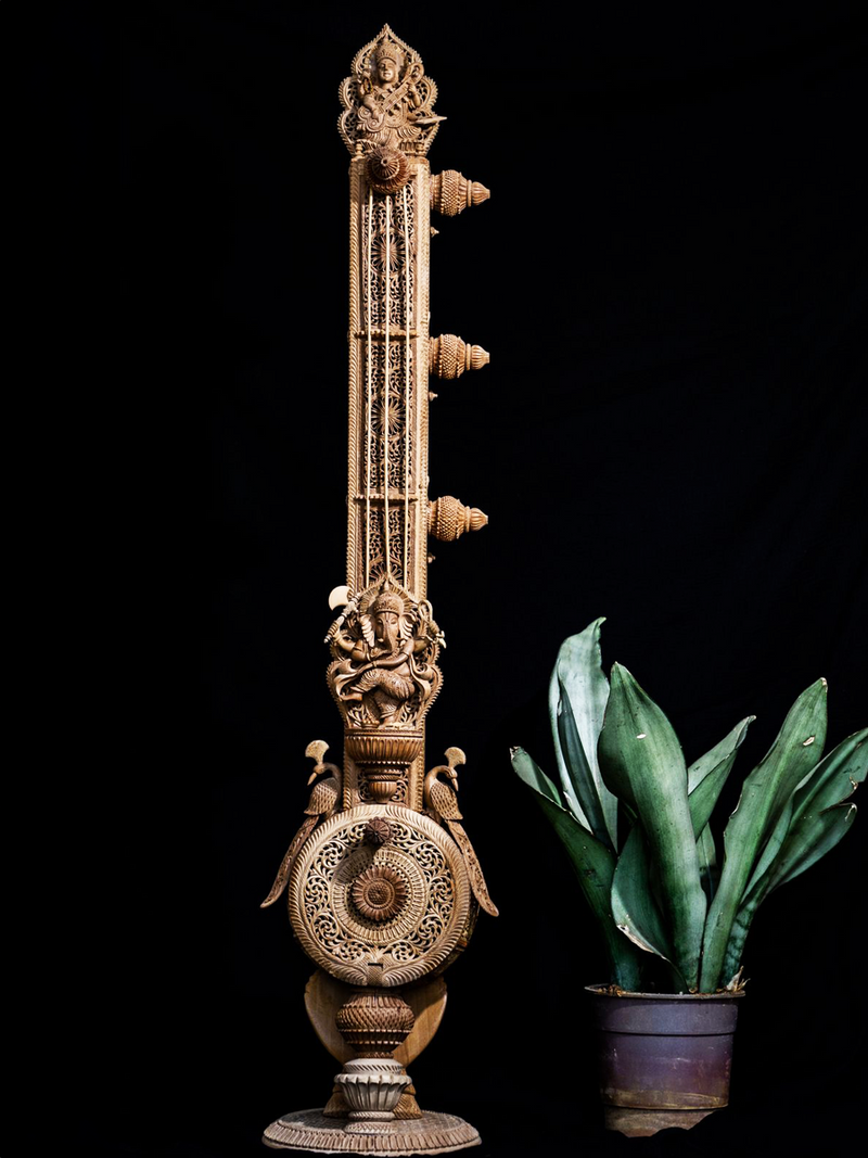 Shop Saraswati Veena (piece of art decor) in Sandalwood by Kapil Jangid