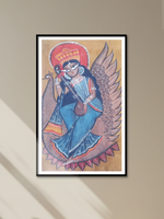 Saraswati seated on her swan: Kalighat by Uttam Chitrakar