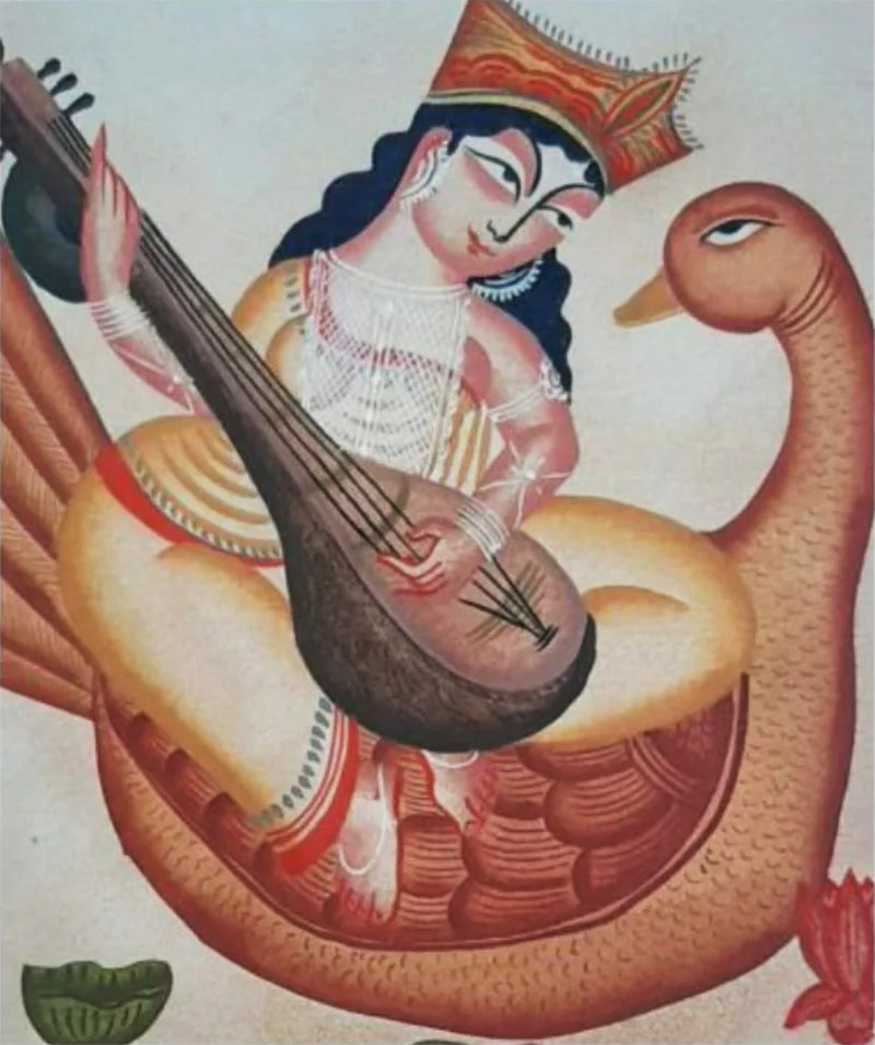 Saraswati's Sanctuary: Kalighat Art for sale