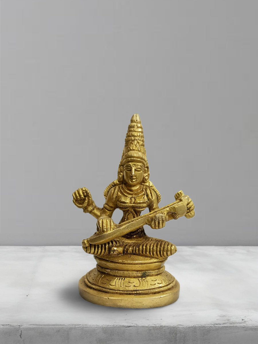 Saraswati Brass Work  Murti by Pannalal Soni for Sale