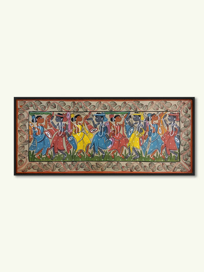 Sautal Symphony: A Bengal Pattachitra Celebration Bengal Pattachitra by Swarna Chitrakar for sale