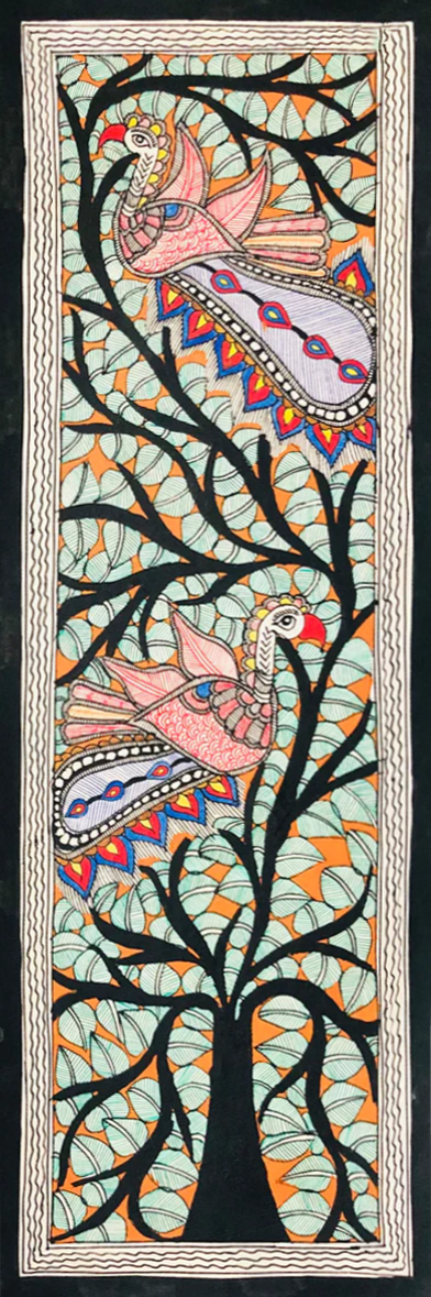 Buy Serenade of Colours: Lively Beauties Madhubani Painting by Ambika Devi