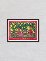 Serenity of Village Life: A Harmonious Tapestry, Madhubani art by Ambika devi