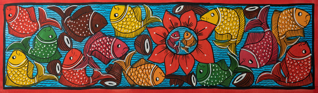 Shop Set of Fishes in Santhal Tribal Pattachitra by Manoranjan Chitrakar