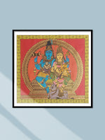 Shop Shiva and Parvati Family Portrait in Kalamkari by Harinath N