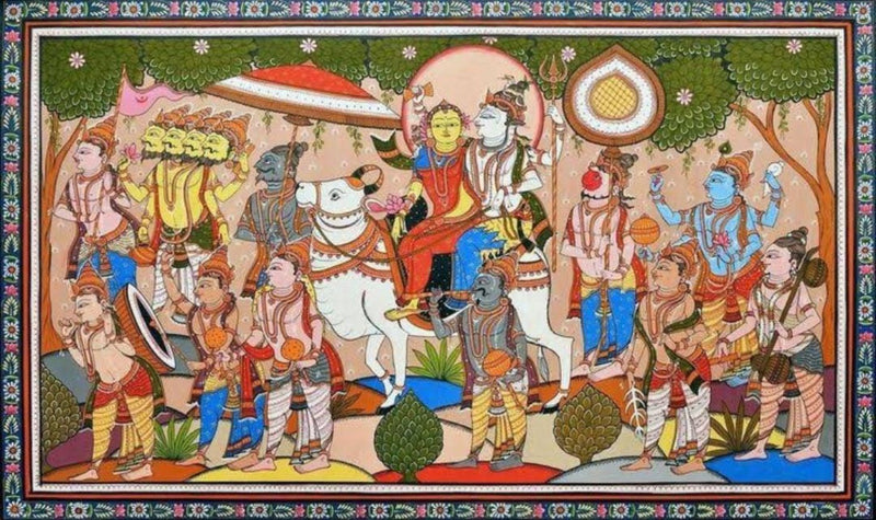 Buy Shiva marriage in Pattachitra by Purusottam Swain