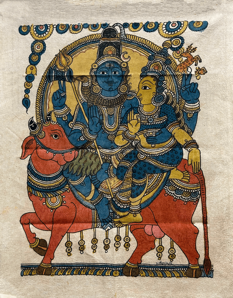 buy Shiva parvati: Kalamkari Painting by Harinath.N