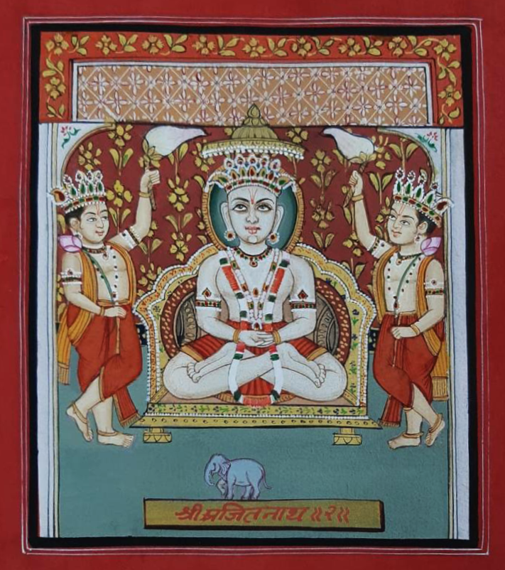 Buy Shree Ajitnath Ji with elephant: Pichwai by Shehzaad Ali Sherani