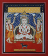 Shree Shantinath with his Lanchan deer: Pichwai by Shehzaad Ali Sherani for Sale