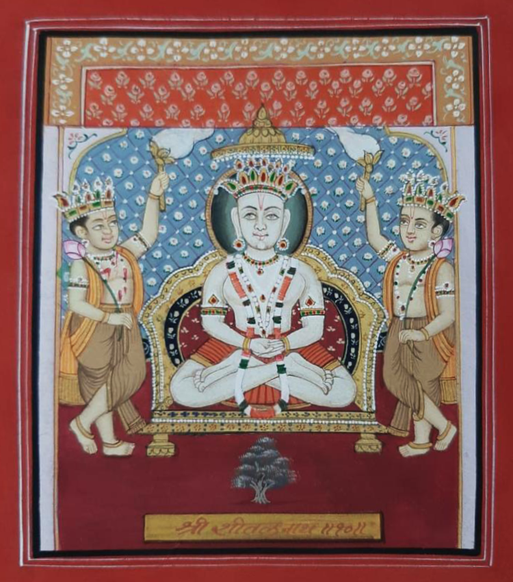 Buy Shree Shitalnath Ji with Lanchan Kalpvruksha: Pichwai by Shehzaad Ali Sherani