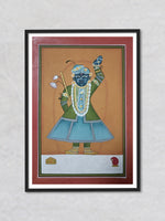 Shrinathji's Graceful Vigil, Pichwai Painting by Mohan Prajapati