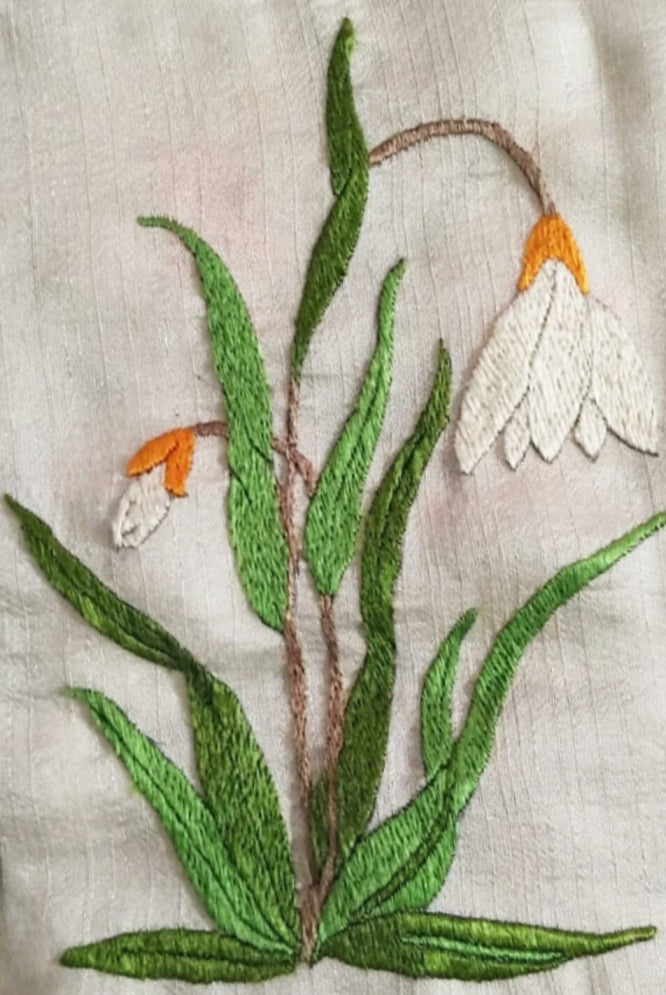 Buy Snowdrop flower In Chamba Rumaal Embroidery by Heena